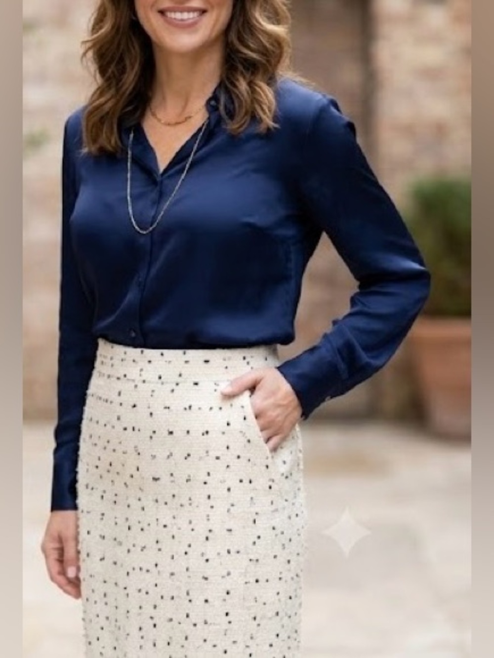 Ann Taylor Cream Confetti Tweed Pencil Skirt Size 10 - Picture 2 of 10